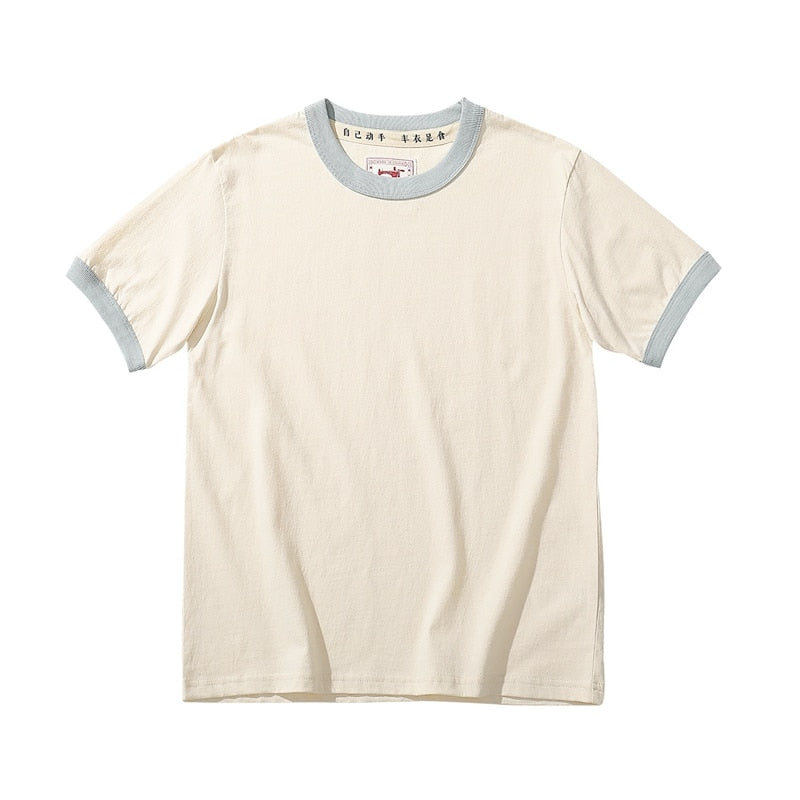 Japanese Retro Collar Unisex Cotton Tee Shirt