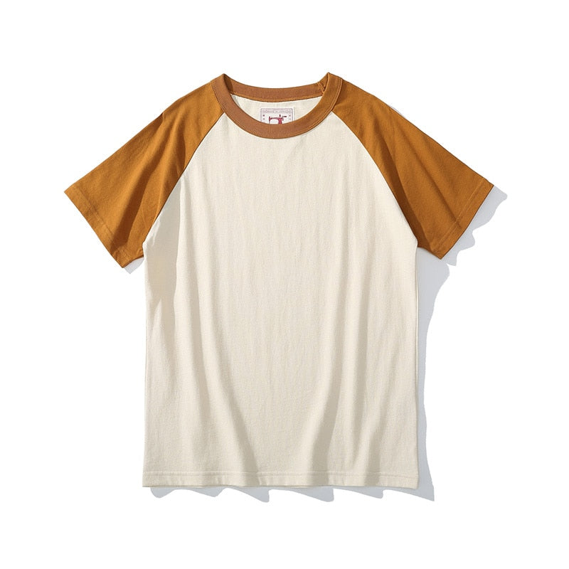 Japanese Retro Raglan Sleeved Cotton Unisex Tee Shirt