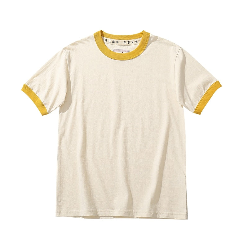 Japanese Retro Collar Unisex Cotton Tee Shirt