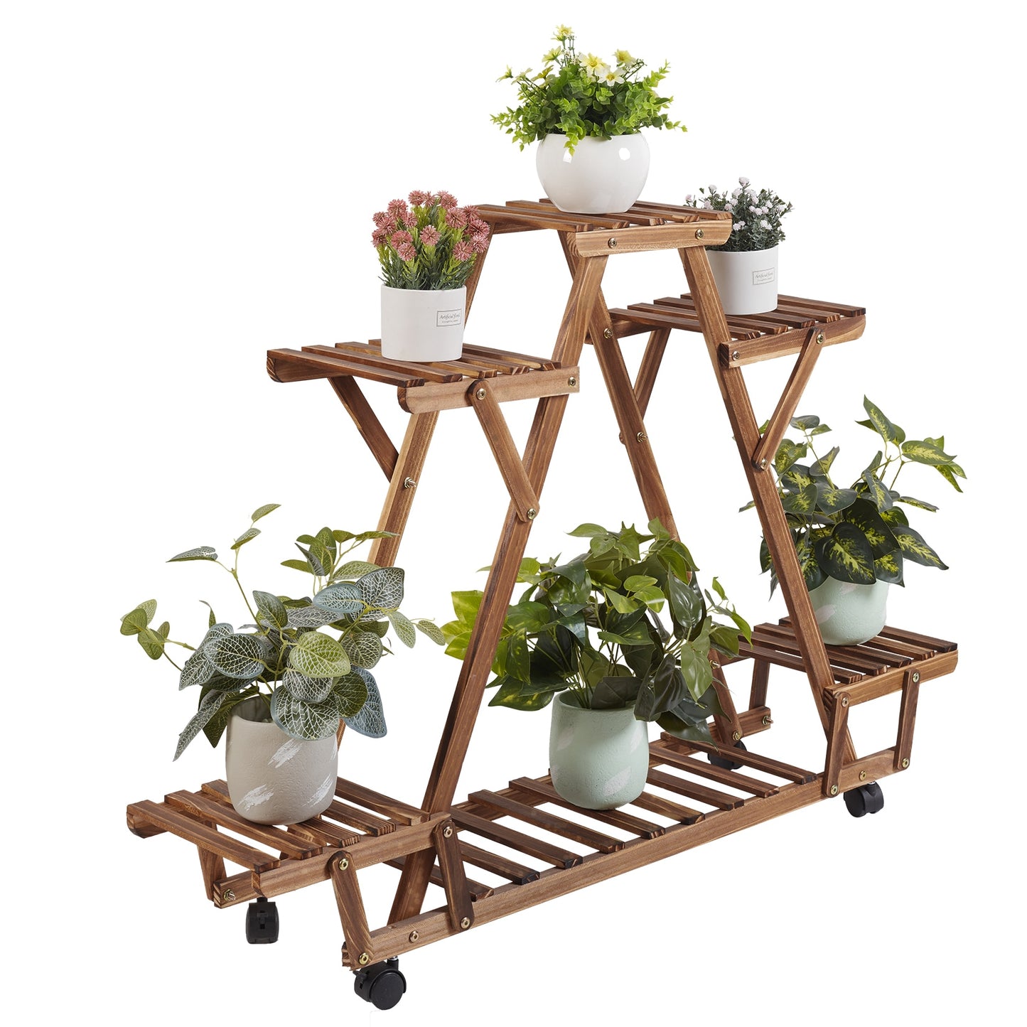 Pine Plant Stand (Triangular) w/ wheels