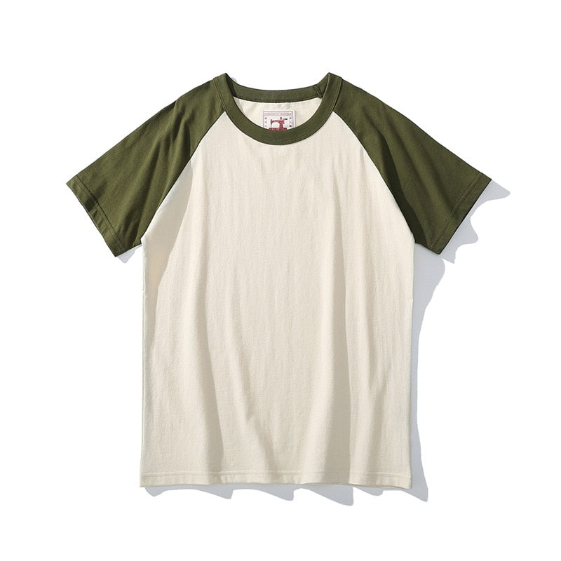 Japanese Retro Raglan Sleeved Cotton Unisex Tee Shirt