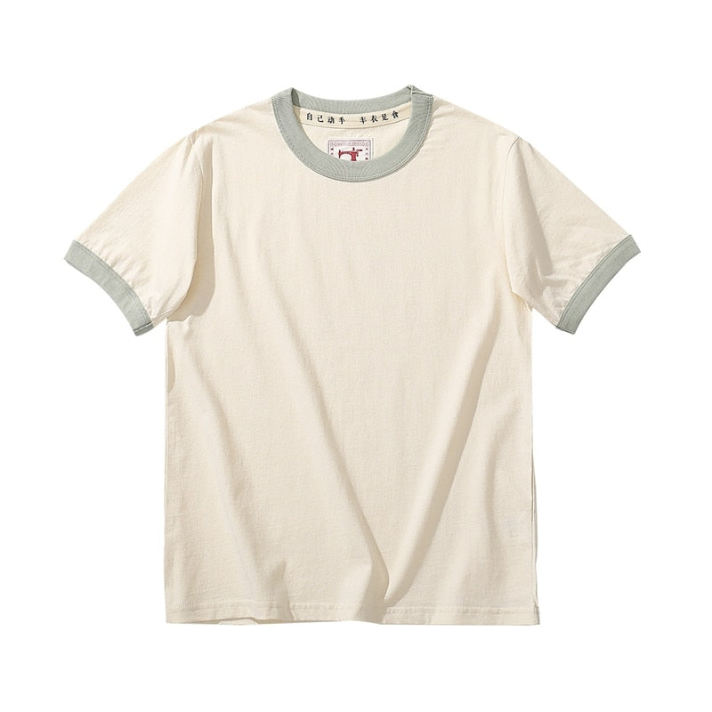 Japanese Retro Collar Unisex Cotton Tee Shirt