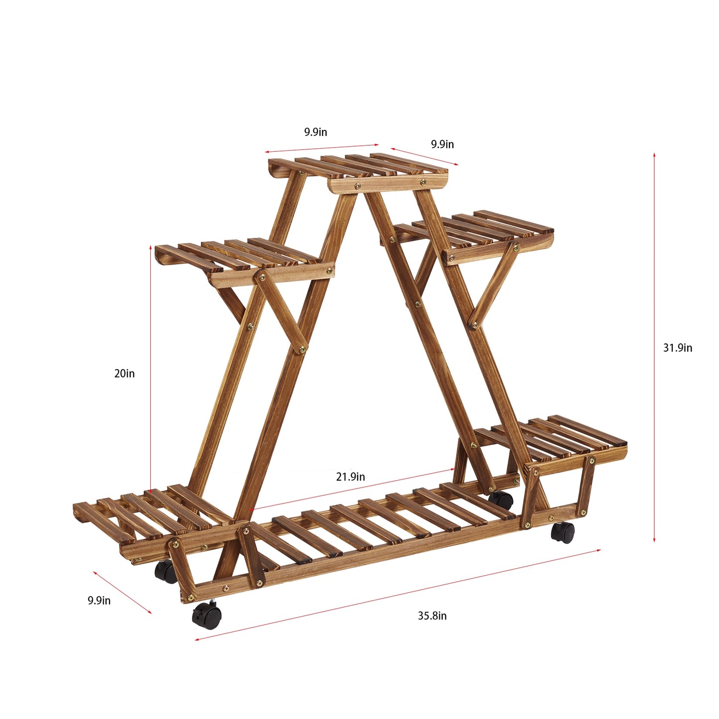 Pine Plant Stand (Triangular) w/ wheels