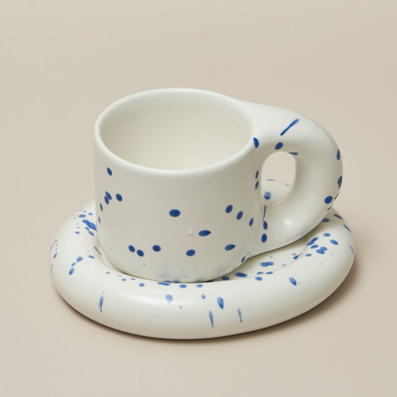 Nordic Style Eco Friendly Chunky Ceramic Mug & Saucer Set