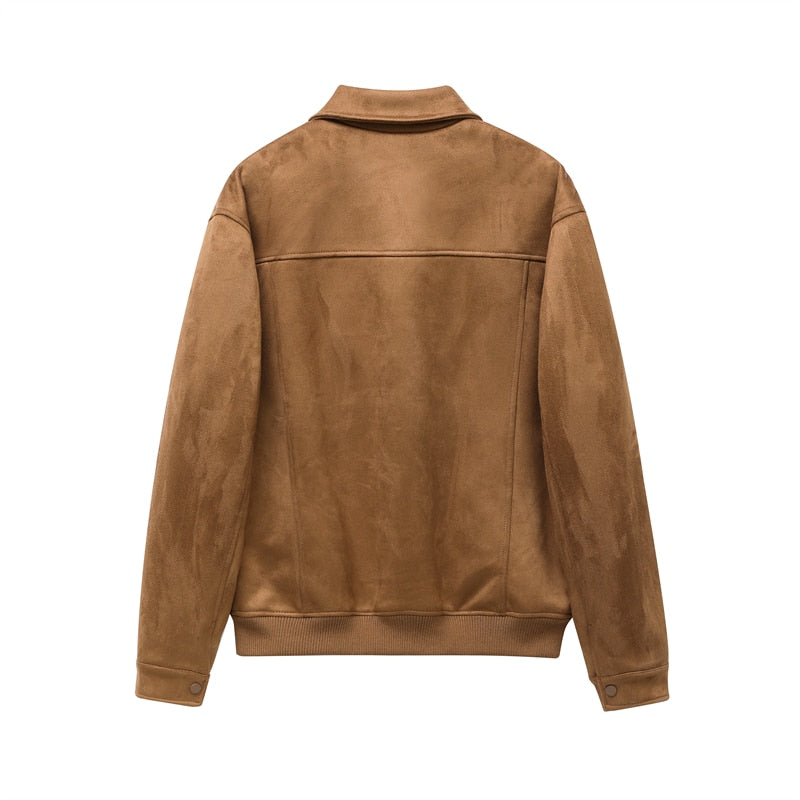 King Vegan Mens Faux Suede Bomber Jacket