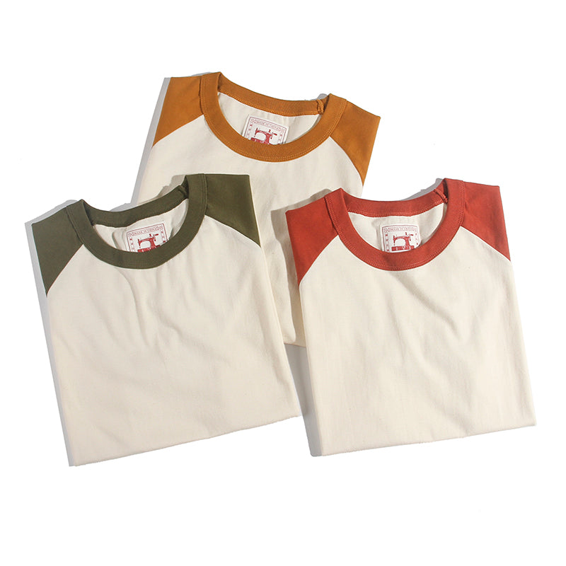 Japanese Retro Raglan Sleeved Cotton Unisex Tee Shirt