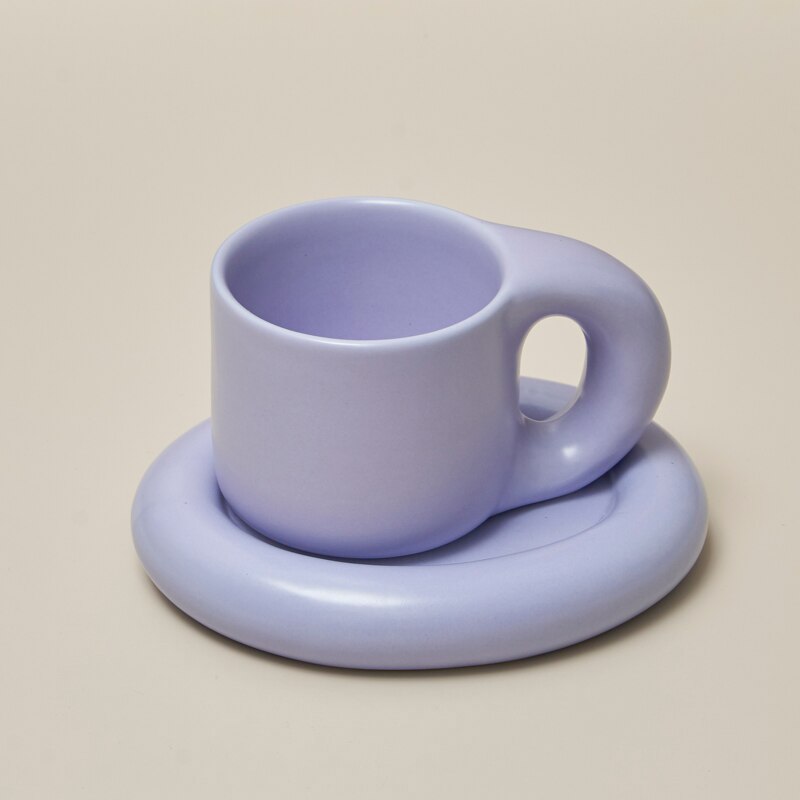 Nordic Style Eco Friendly Chunky Ceramic Mug & Saucer Set