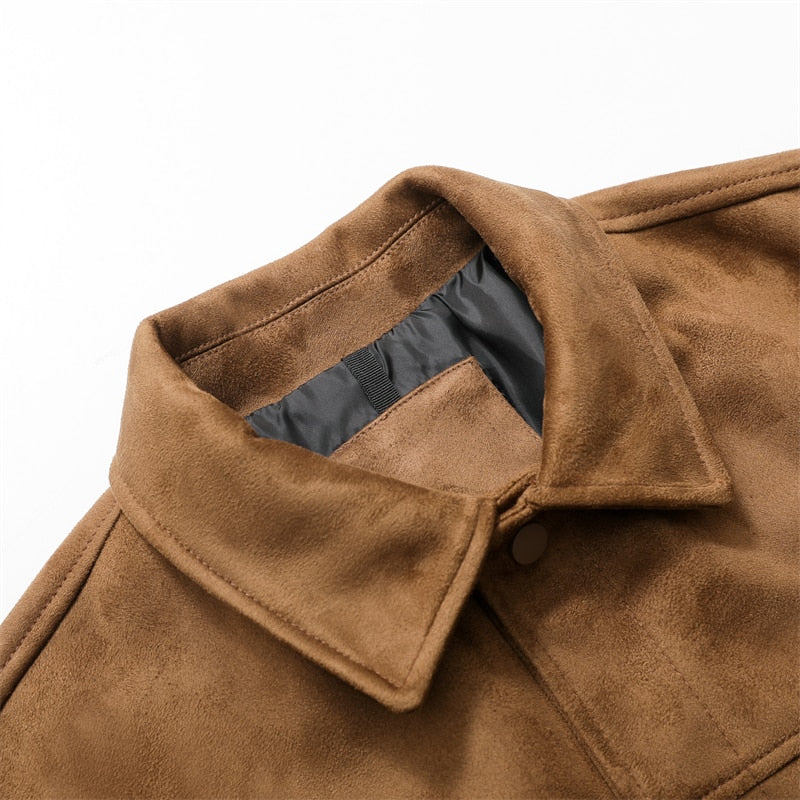 King Vegan Mens Faux Suede Bomber Jacket