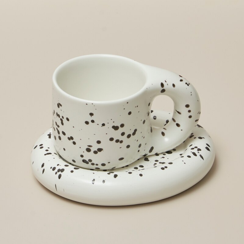 Nordic Style Eco Friendly Chunky Ceramic Mug & Saucer Set