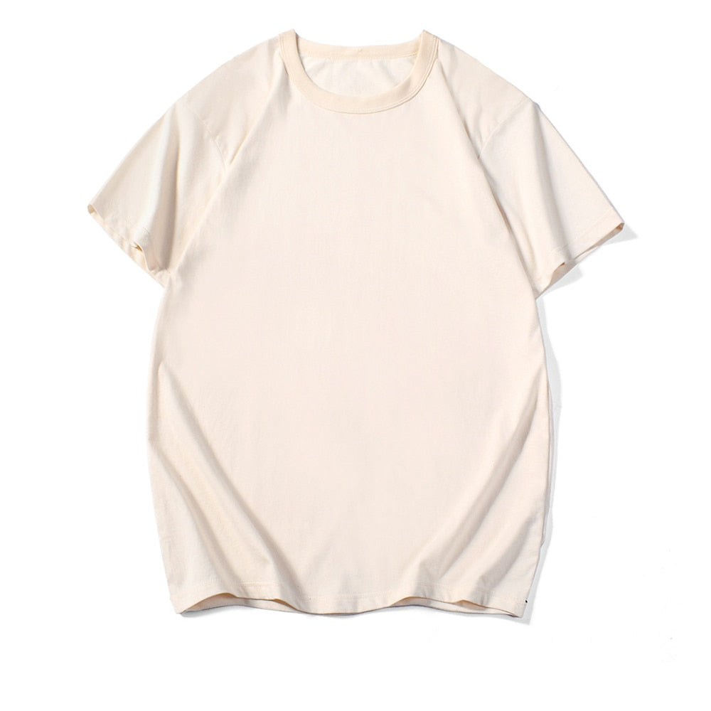 Japanese Retro Basic White Unisex Cotton Tee Shirt