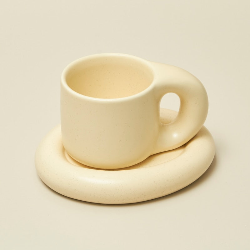 Nordic Style Eco Friendly Chunky Ceramic Mug & Saucer Set