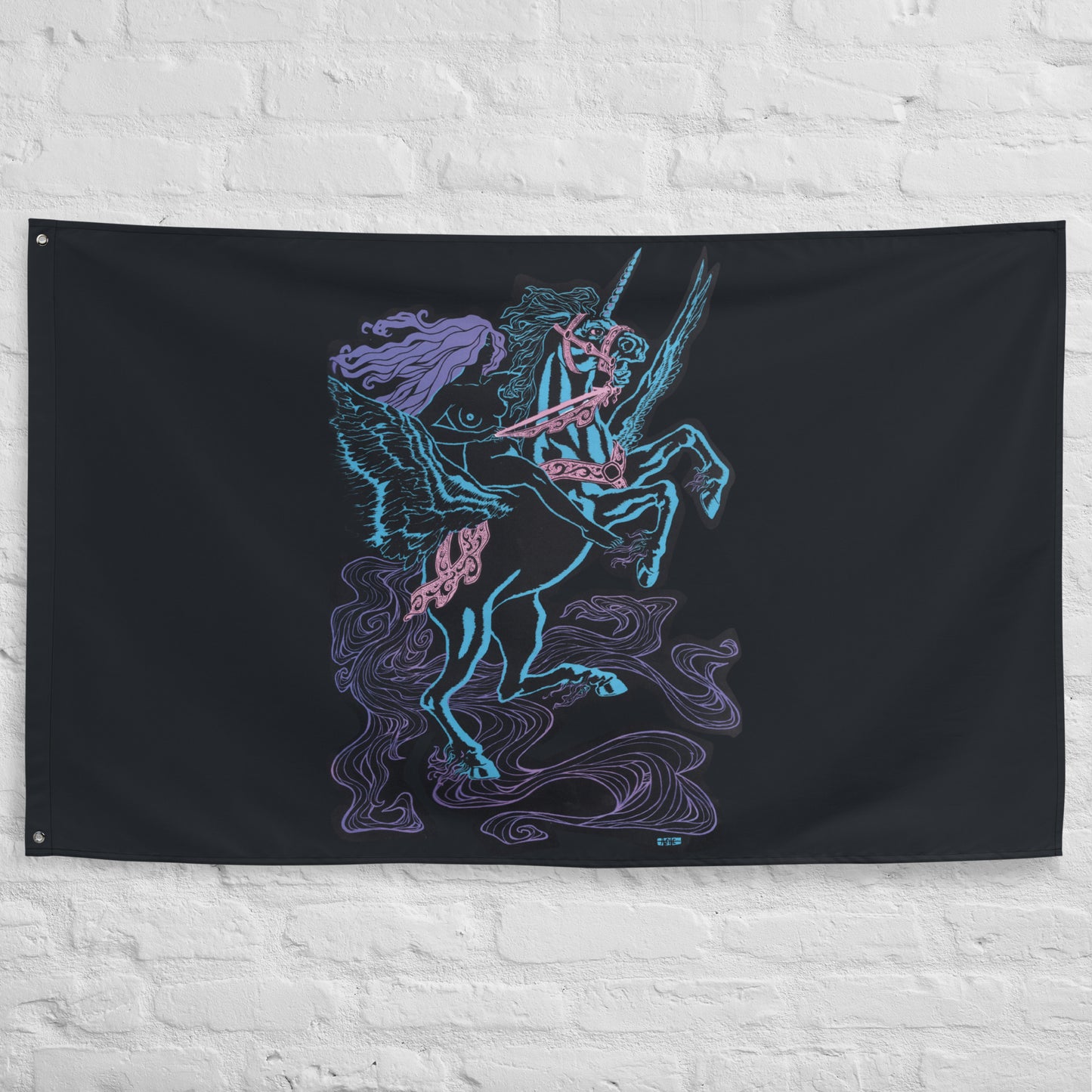 Ultraviolet Blacklight Unicorn Flag