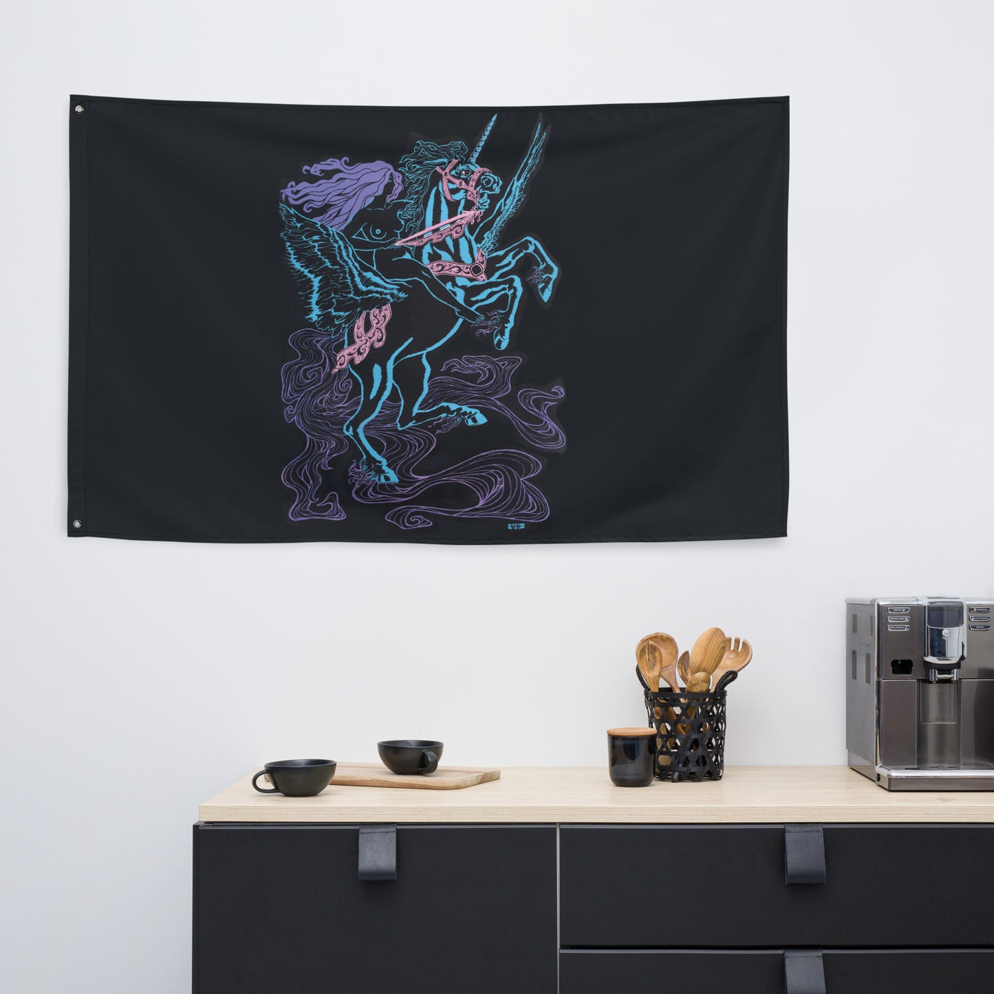 Ultraviolet Blacklight Unicorn Flag