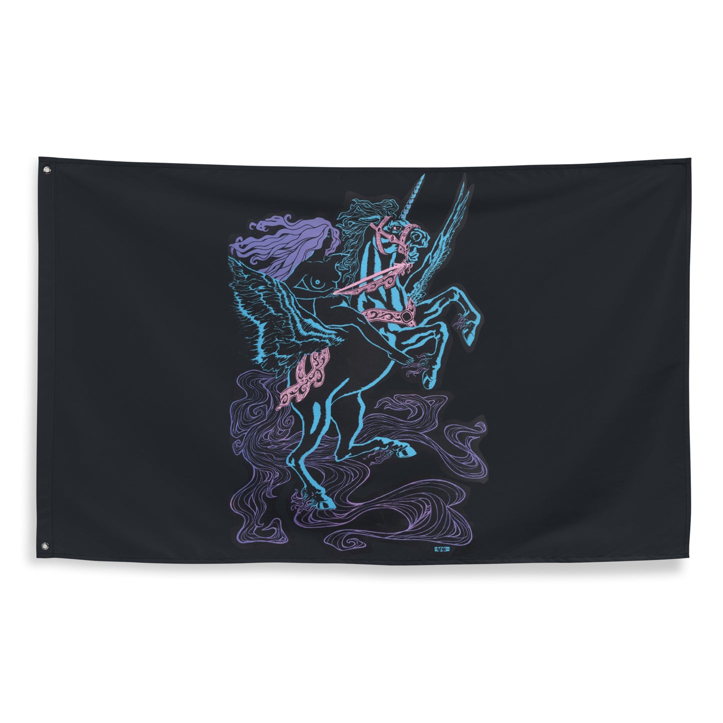 Ultraviolet Blacklight Unicorn Flag