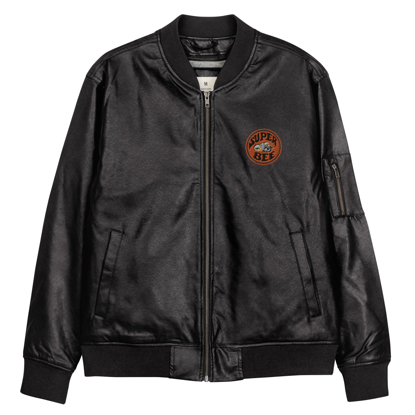 Super Bee Dodge Car Unisex Faux Leather Bomber Jacket