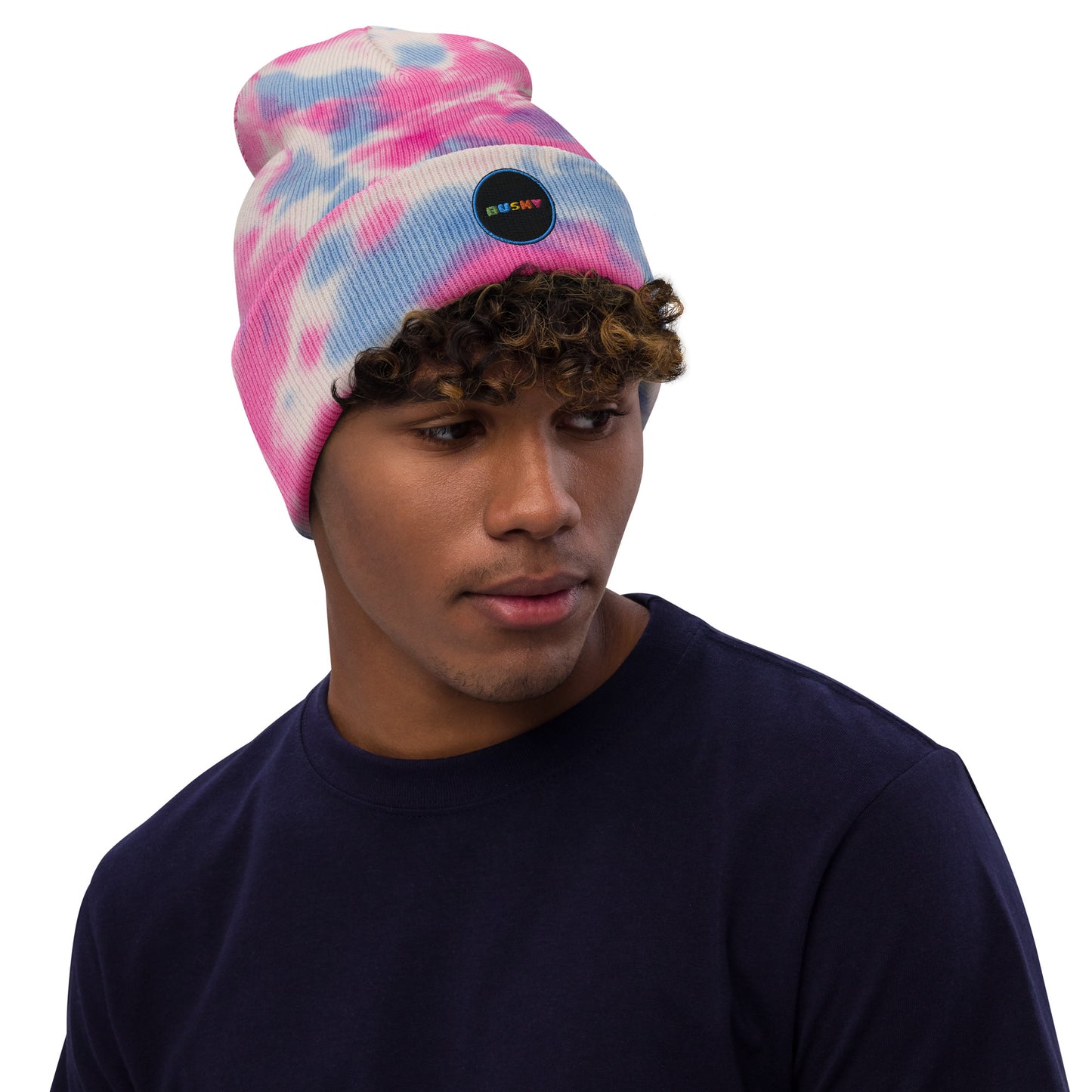 Bushy tie-dye eco beanie