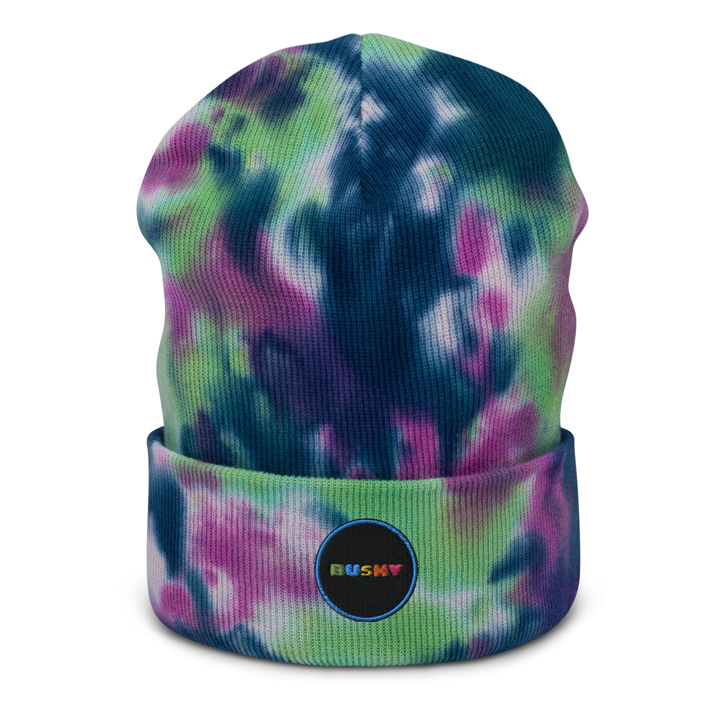 Bushy tie-dye eco beanie